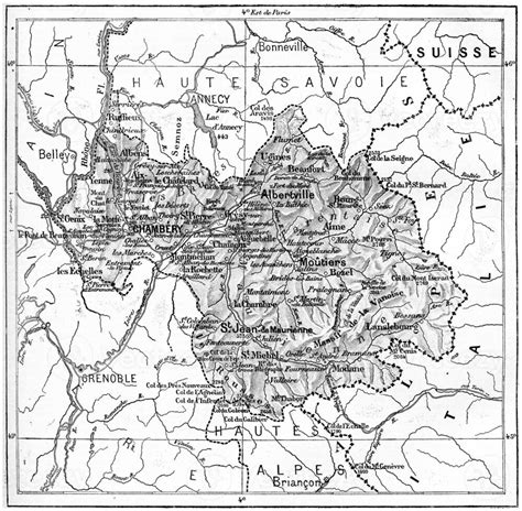 Map of Department of Savoie vintage engraving 40114904 Stock Photo at ...