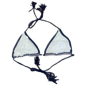 Bananamoon Swim Bananamoon Navy White Striped Triangle Bikini Top