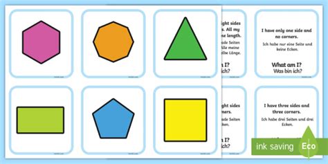 2D Shape Matching Cards English German Teacher Made