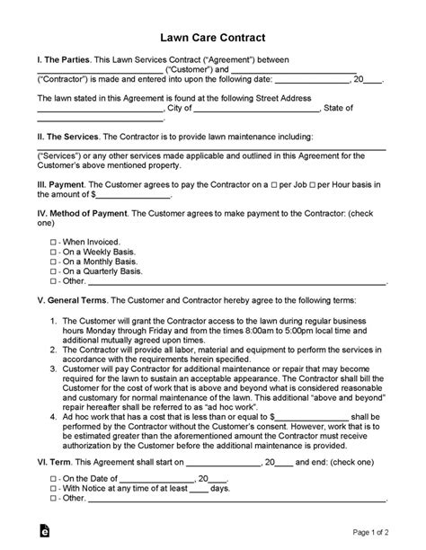 Lawn Service Contract Template