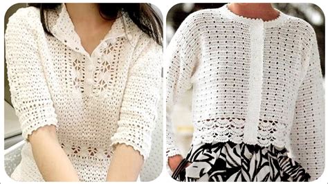 Very Demanding And Elegant Crochet White Tops Blouses Youtube