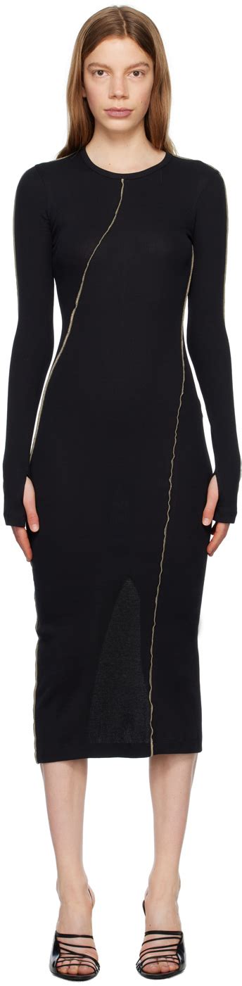 Black Twisted Midi Dress By Helmut Lang On Sale