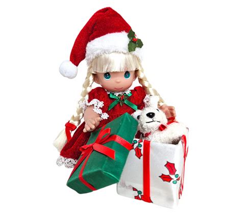 Precious Moments Christmas Surprise Blonde Doll - QVC.com