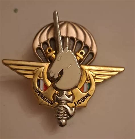 Insigne Militaire Colo Parachutiste Opex Licorne En Rci Fab Boussemart