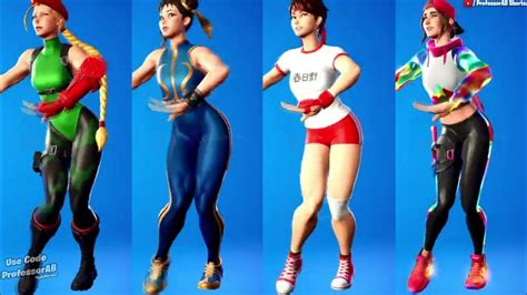 Fortnite Hula Emote With Cammy Chun Li Sakura Loserfruit Skins Thicc 🍑😘