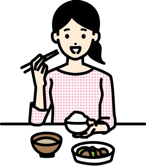 食事をしている人（女）のイラスト 商用可・フリーイラスト素材集｜ちょうどいいイラスト