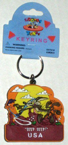 Road Runner Wile E Coyote Rubber Keyring Keychain Beep Usa Nwt Looney