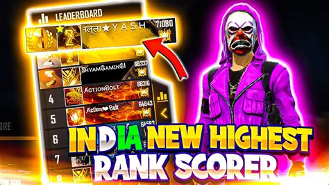 New Record India New Highest Rank Scorer NallaYash Garena