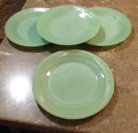 Vintage Fire King Jane Ray Jadeite Glass Dinner Plate 4 Piece Etsy