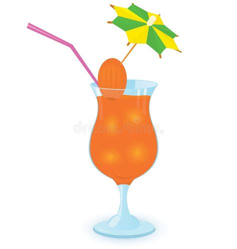 Cocktail With Small Umbrella And Straw Stock Vector Illustration Of