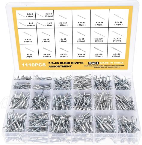 Ensemble De Rivets Aveugles En Aluminium Pack De 500 Rivets Alu Acier