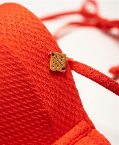 Womens Sophia Textured Cup Bikini Top In Flamingo Orange Superdry Uk