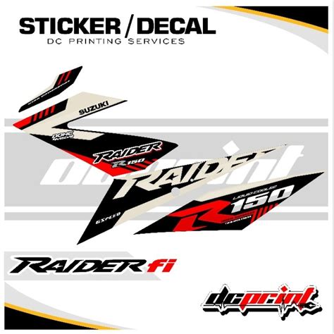 R Suzuki Raider Fi Stock Decal Sticker Glossy Finish Waterproof