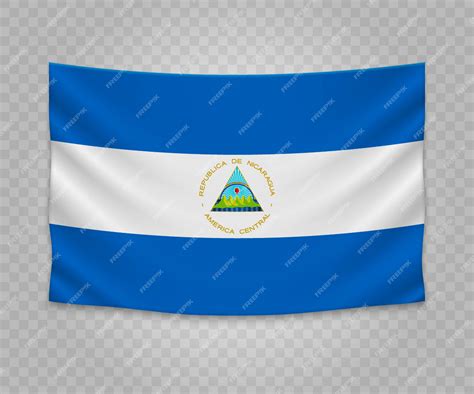 Realista Bandeira De Suspensão Da Nicarágua Vetor Premium