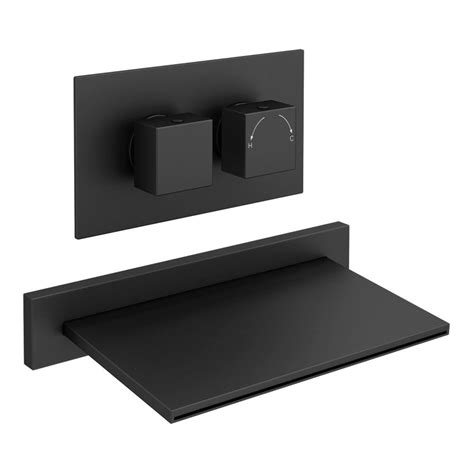 Arezzo Matt Black Wall Mounted Waterfall Bath Filler Concealed