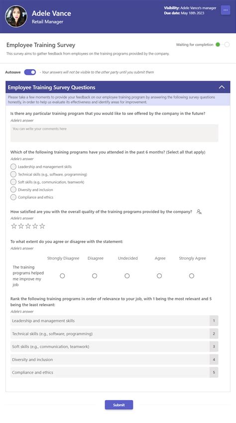 Teamflect: Employee Training Survey Template