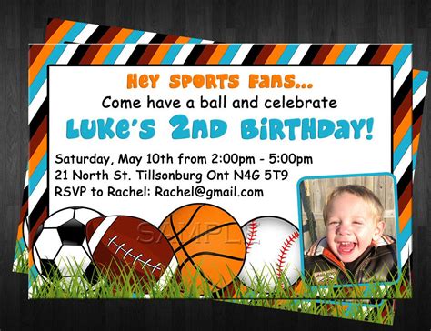 SPORTS Personalized Birthday Invitation Custom Digital File DIY SPORTS