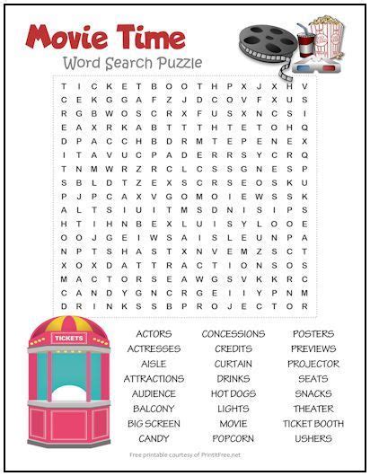 Movie Time Word Search Puzzle Word Search Puzzles Word Search