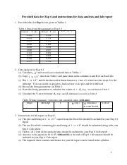 PHY2049L Exp 6 Data And Instructions 1 2 Pdf Provided Data For Exp 6