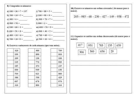 São Algumas Atividades De Composição E Decomposição De Números Naturais Destinadas Aos Alunos De