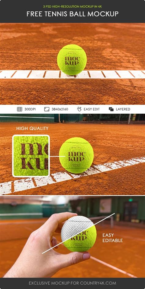 Tennis Ball 3 Free Mockups PSD Country4k