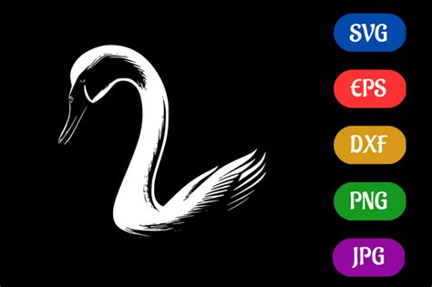 Swan Black And White Logo Vector Art Graphic By Creative Oasis