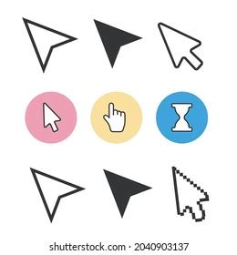 Pixel Cursors Icons Mouse Hand Arrow Stock Vector Royalty Free