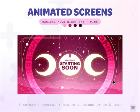 Magical Moon Night Sky Pink Celestial Twitch Overlay Package Starry