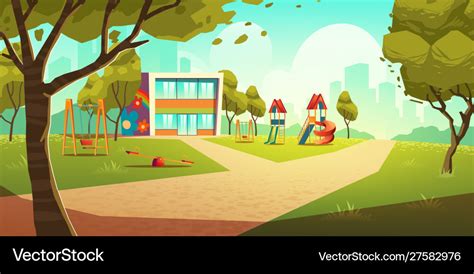 Kindergarten Kids Playground Empty Children Area Vector Image