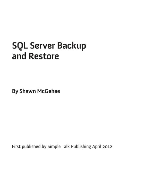 Solution Sql Server Backup Restore Studypool