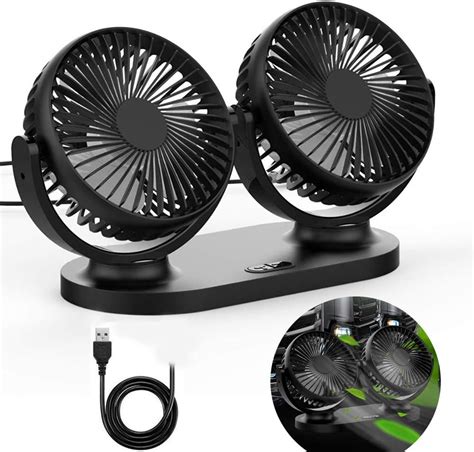 Queta Ventiladores USB Giratorio De Doble Cabeza 3 Velocidades