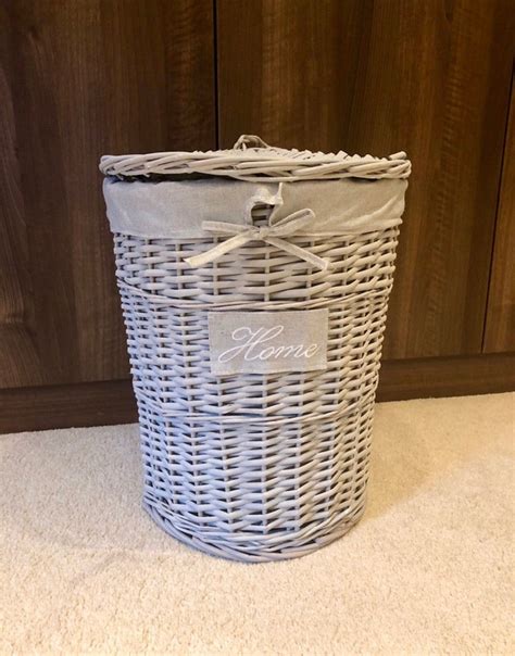 Large Grey Wicker Laundry Basket Home' Shabby Chic Rustic | Etsy