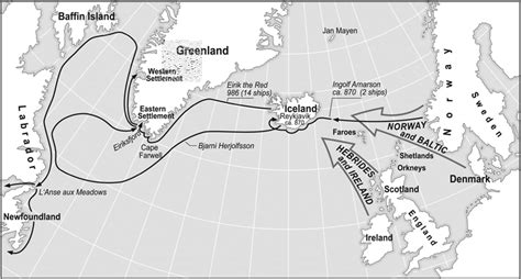 The Norse Cross the Atlantic. Routes taken by settlers to Iceland ...