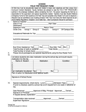 Fillable Online ACSSSD FIELD TRIP REQUEST FORM Fax Email Print PdfFiller