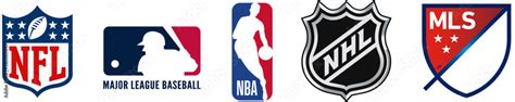 Nfl Professional Sports Leagues Logo Set Nfl National Football League Mlb Major Baseball Nba