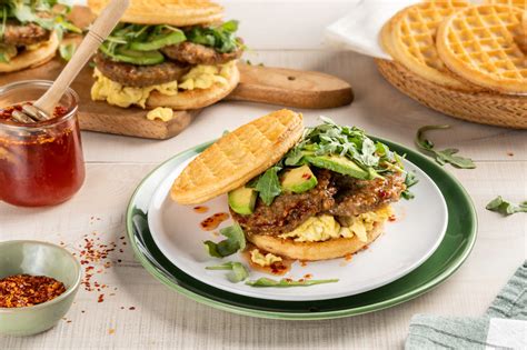 Jack Annie S Hot Honey Breakfast Sausage Waffle Sandwich Jack Annie S