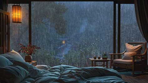 Cozy Bedroom Rainy Night Listening To The Soft Rain Sounds By The