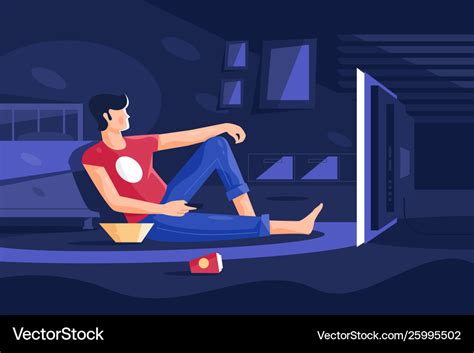 Boy watching movie at home Royalty Free Vector Image