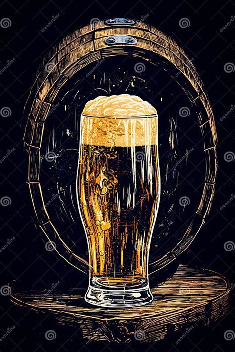 Pint Of Beer In Beer Cellar Poster Design Generative Ai Illustration