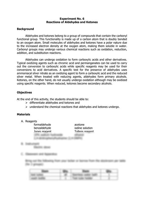 Solution Experiment Reactions Of Aldehydes And Ketones Studypool