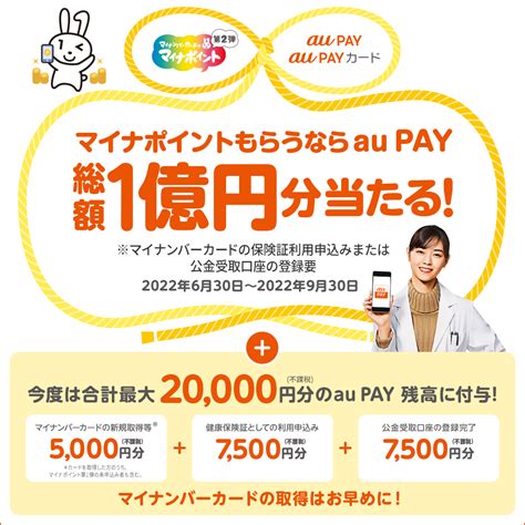 Au Pay、最大2万円分もらえる「マイナポイント第2弾」を6月30日から受け付け開始