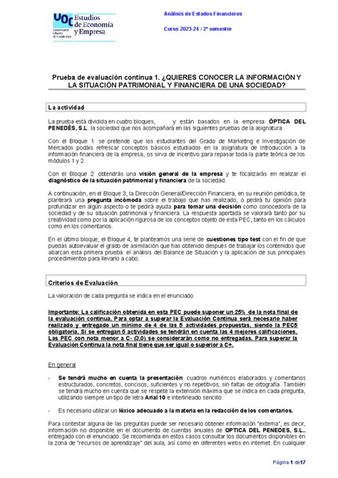 Pec Pec Aef An Lisis De Estados Financieros Curso