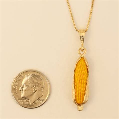 Corn Jewelry Large 14kt Gold Corn Cob Necklace With 18 Etsy