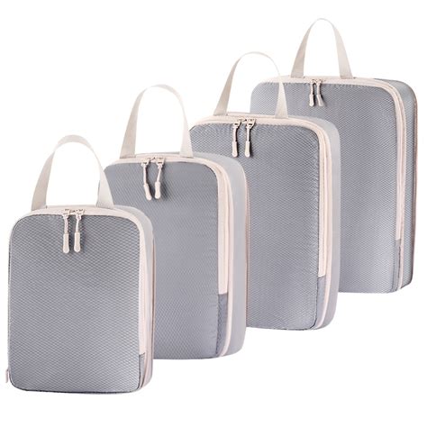 8pcs Travel Packable Bag Zipper Compression Packing Cubes Container