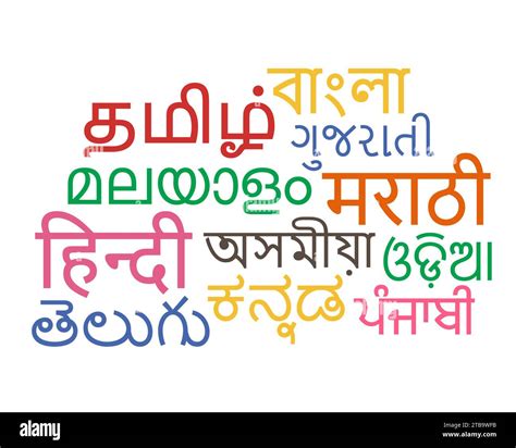 Indian Languages Word Cloud Vector Illustration Stock Vector Image