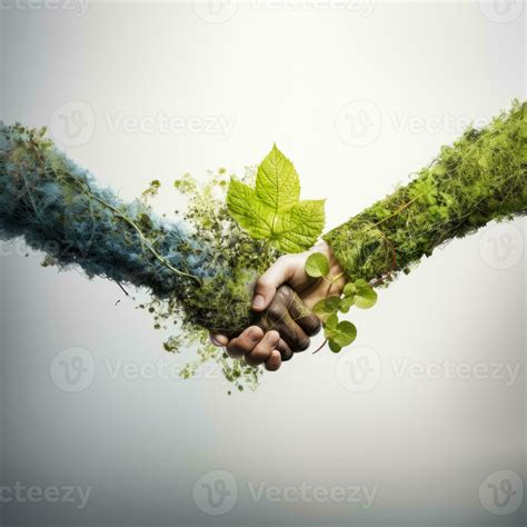 Ecological Concept Shaking Hands Between Nature And Human 26383575