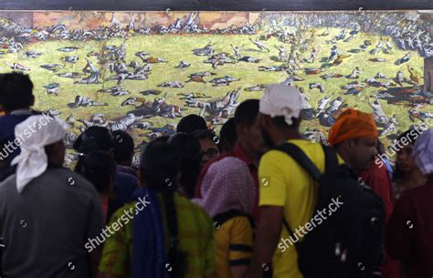 People Look Painting Depicting Jallianwala Bagh Editorial Stock Photo