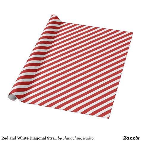 Red And White Diagonal Stripe Pattern Wrapping Paper Zazzle