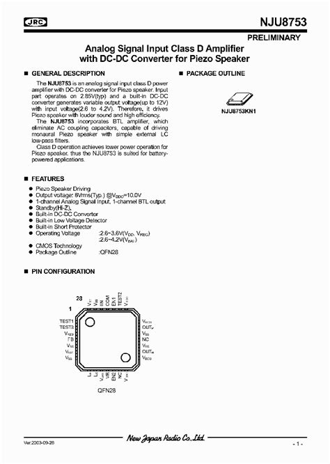 Nju8753 291859 Pdf Datasheet Download Ic On Line