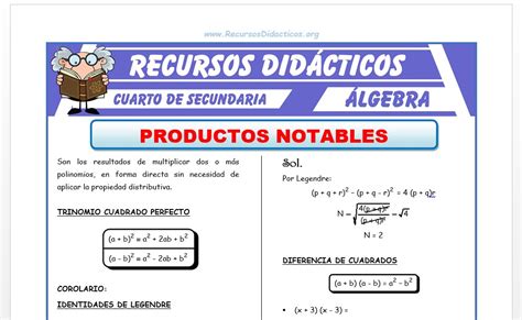 Ejercicios De Productos Notables Para Cuarto De Secundaria 2023